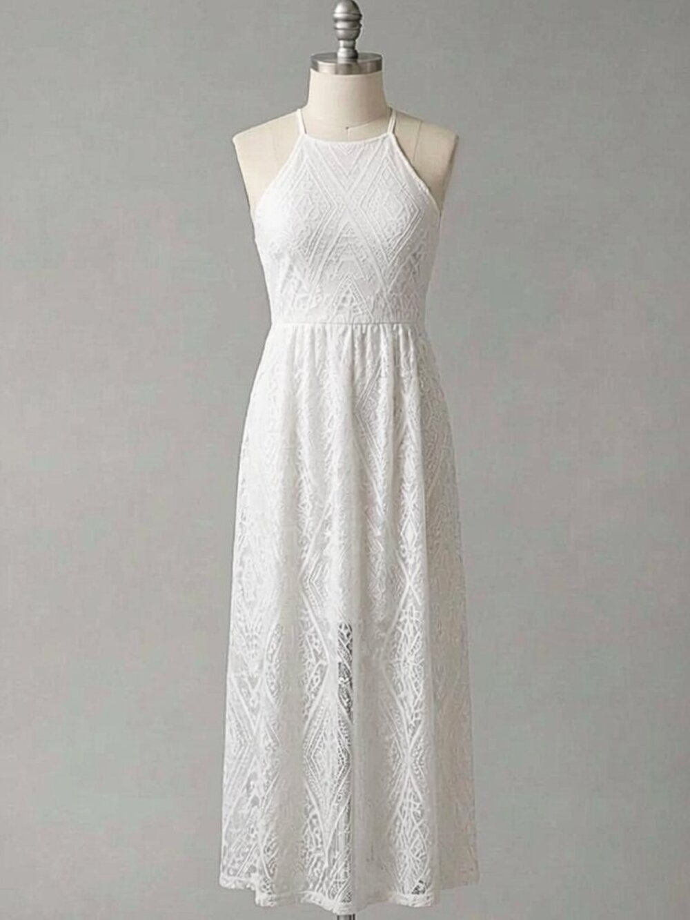 NWT Lily Rose White Lace Halter Maxi Dress | Juniors Large